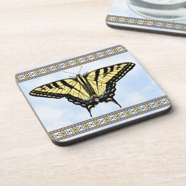 Posavasos Southwest Yellow Swallowtail Butterfly Blue Sky (Lado Izquierdo)