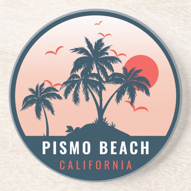 Posavasos Souvenirs Retro Sunset de Pismo Beach California d (Frente)