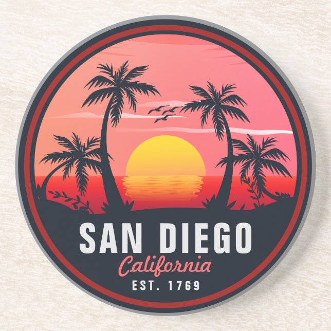 Posavasos Souvenirs Retro Sunset de San Diego California de  (Frente)