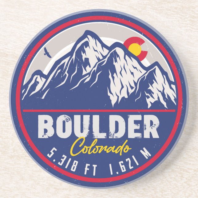 Posavasos Souvenirs Retro Sunset Mountain de Boulder Colorad (Frente)