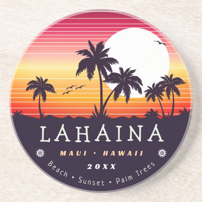 Posavasos Souvenirs Retro Sunset Retro de Lahaina Maui Hawai (Frente)