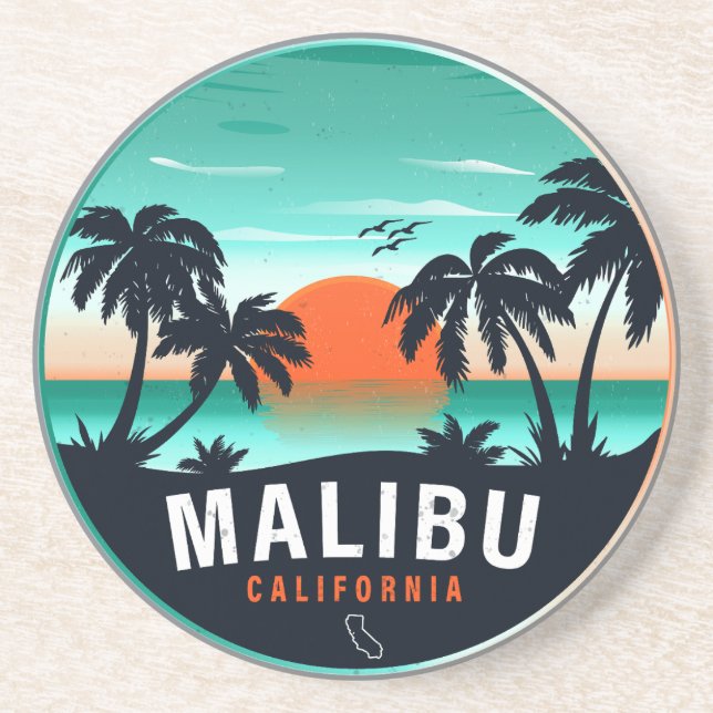 Posavasos Souvenirs tropicales de Malibu California Retro Su (Frente)
