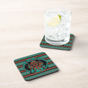 Posavasos Souwest Design Tribal Sun Turquoise Kokopelli
