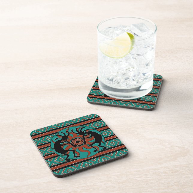 Posavasos Souwest Design Tribal Sun Turquoise Kokopelli (Lado Derecho)