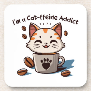 Posavasos Soy adicto a la Cat-feína