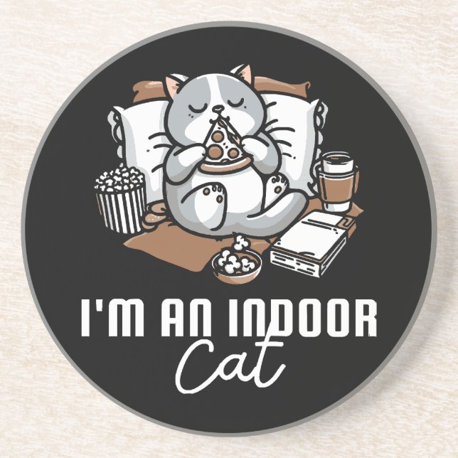 Posavasos Soy un gato de interior - gato introvertido (Frente)