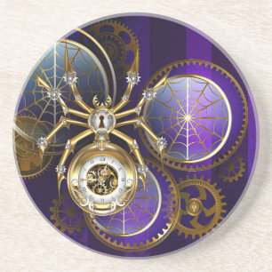 Posavasos Spider Steampunk sobre fondo morado
