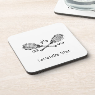 Posavasos Sports Vintage Crossed Tennis Racquet Tennis Balls