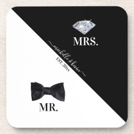 Posavasos Sr. y la Sra. Boda Black & White