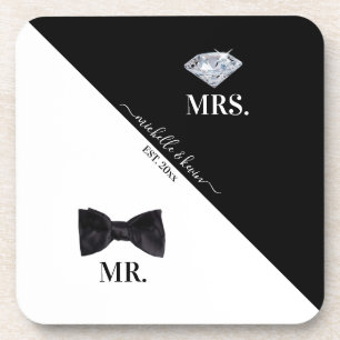 Posavasos Sr. y la Sra. Boda Black & White