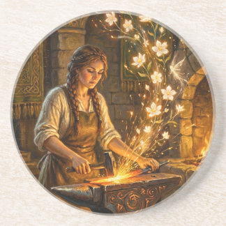 Posavasos St Brigid Blacksmith Fairies Flowers Fantasy Art