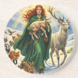 Posavasos St Brigid Diosa de la Primavera Animales del Bosqu