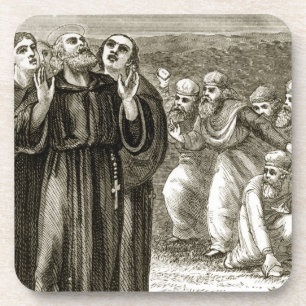 Posavasos St. Columba que canta, y atacado por los druidas,