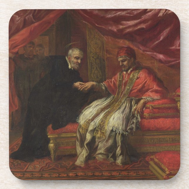 Posavasos St. Filippo Neri que cura a papa Clemente VIII (Frente)