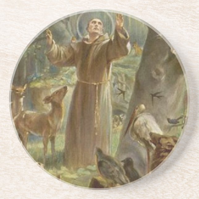 Posavasos St Francis de Assisi rodeó por los animales (Frente)