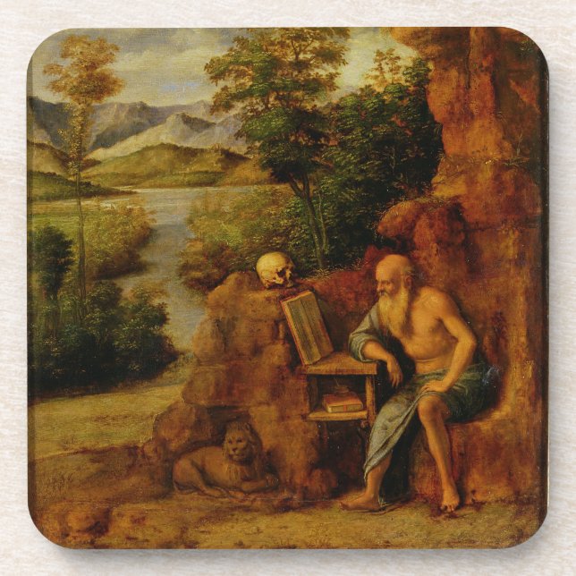 Posavasos St Jerome, c.1500 (aceite en el panel) (Frente)