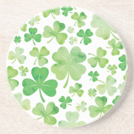 Posavasos St Patricks Day Green Watercolour Shamrock Pattern