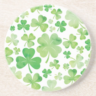 Posavasos St Patricks Day Green Watercolour Shamrock Pattern