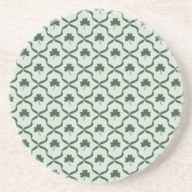 Posavasos St. Patrick's Day Preppy Shamrock Clover Lattice  (Frente)