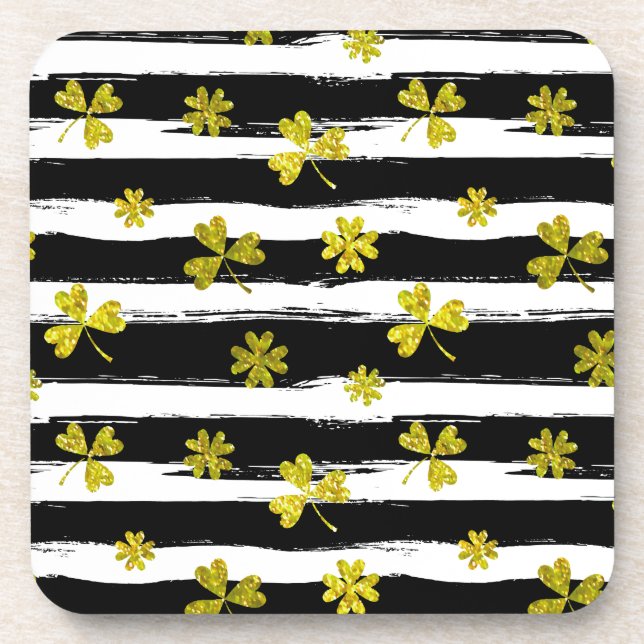 Posavasos st patrics trébol blanco negro (Frente)