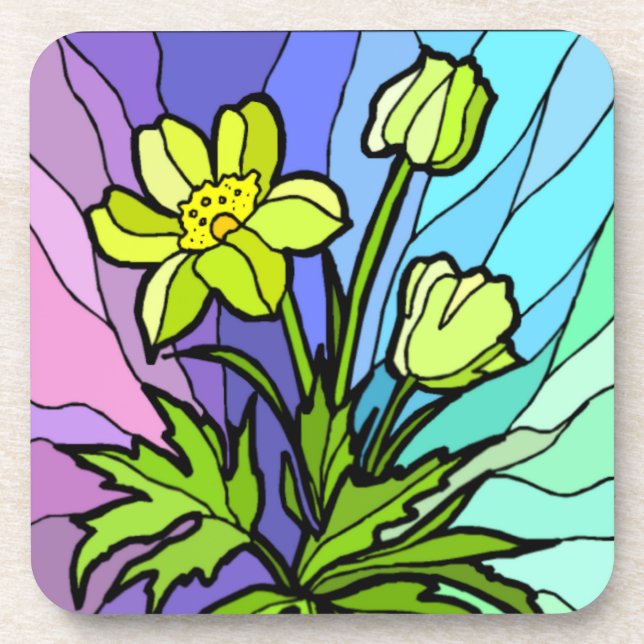 Posavasos Stain Glass Daisy Coasters (Frente)