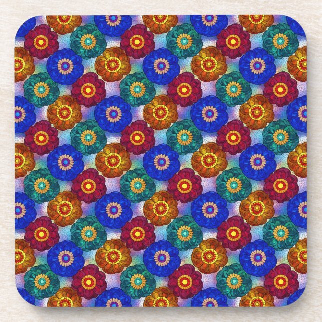 Posavasos Stained Glass Abstract Red Green Blue Orange (Frente)