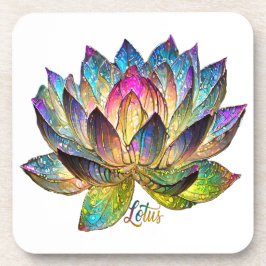 Posavasos Stained Glass Colorful Lotus Flower on White 