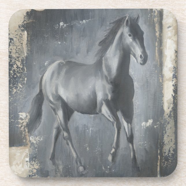 Posavasos Stallion de carreras negras (Frente)