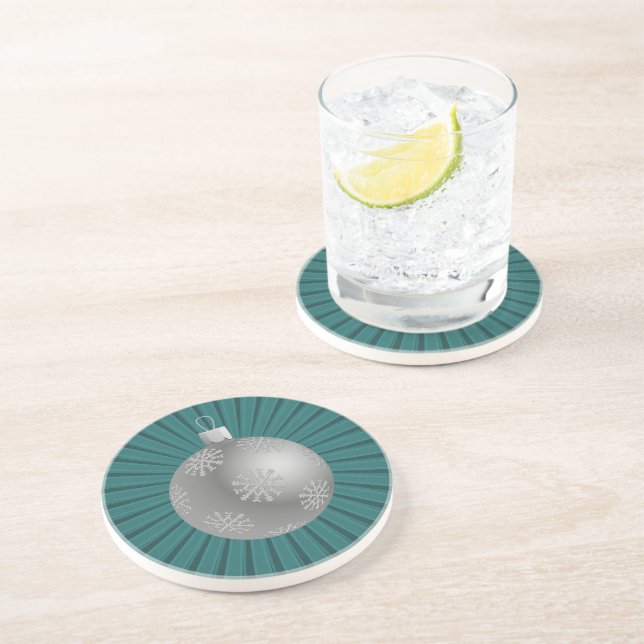 Posavasos Starburst Stripes Ornament Coaster, Verde azulado (Lado)