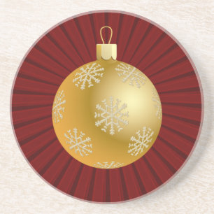 Posavasos Starburst Stripes Ornamet Coaster, Red & Gold