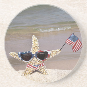 Posavasos Starfish de bikini con bandera estadounidense
