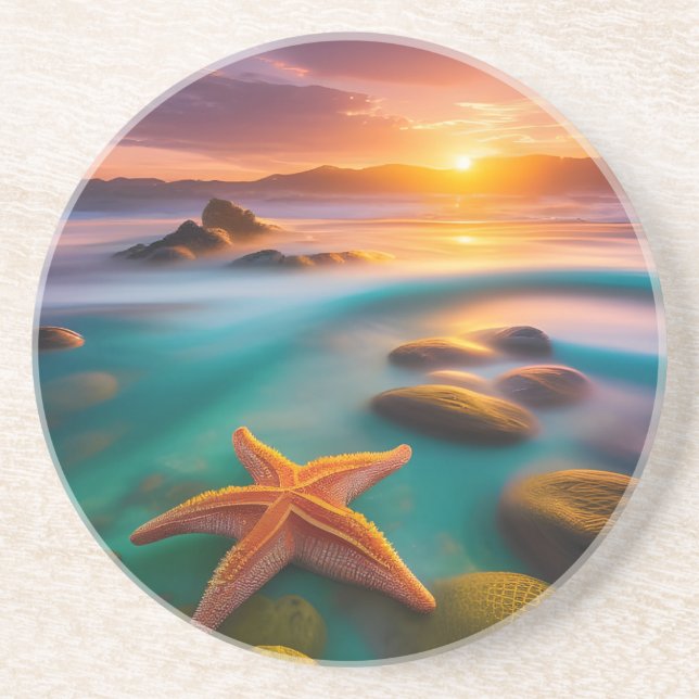 Posavasos Starfish en la playa en Dawn (Frente)