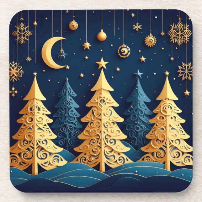 Posavasos Starlit Tree Dream – Golden Whimsy (Frente)