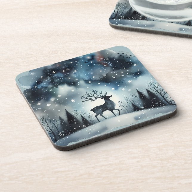 Posavasos Starry Winter Night Deer (Lado Izquierdo)