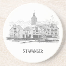 Posavasos Stavanger Noruega Hermoso dibujo de paisaje urbano