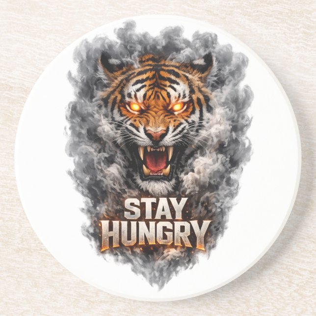 Posavasos Stay Hungry Tiger Motivation Design (Frente)