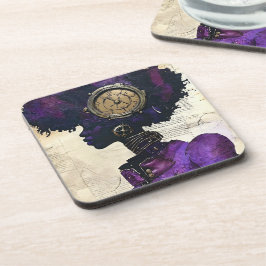 Posavasos Steampunk afrofuturista en morado