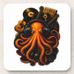 Posavasos "Steampunk Octopus Pegatina - Music Fantasy Vinyl 