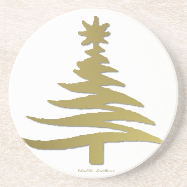 Posavasos Stencil Gold del árbol de Navidad (Frente)