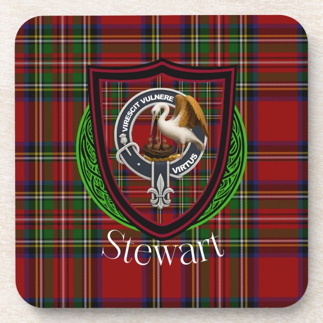 Posavasos Stewart Scottish Clan Tartan & Crest (Frente)
