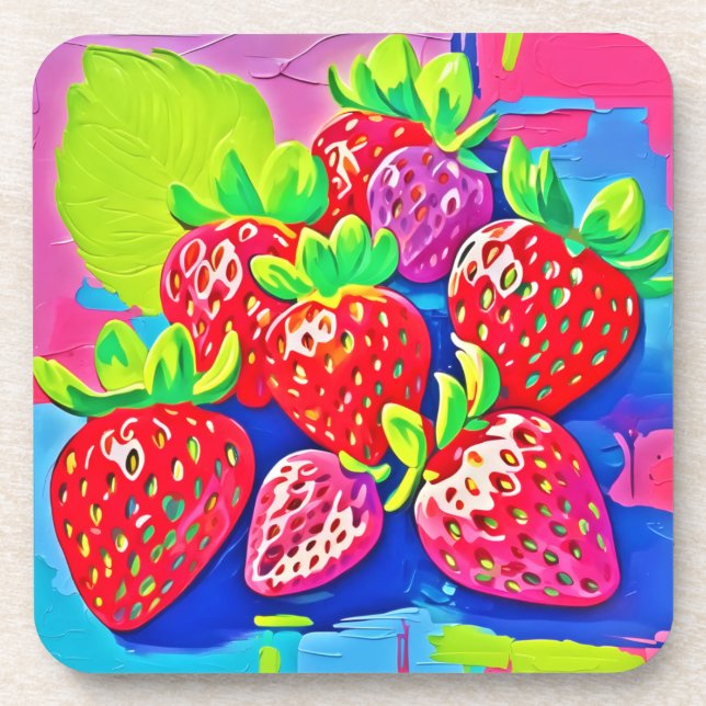 Posavasos Strawberries de Pop Art (Frente)