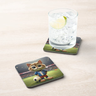 Posavasos "Striker perfecto: El gato de fútbol 3D"