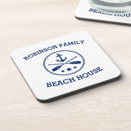 Posavasos Su familia Beach House Nombre Anchor Oars Stars