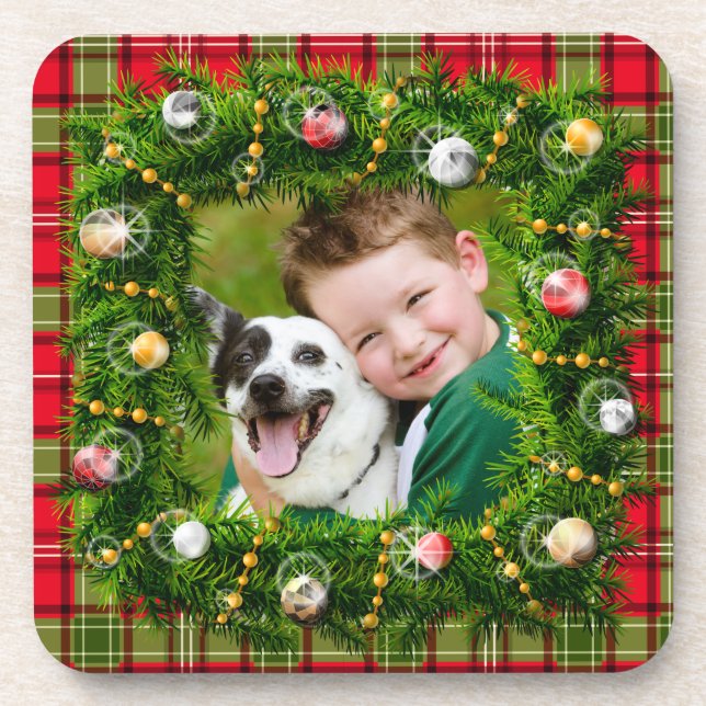 Posavasos Su guirnalda del navidad de la foto (Frente)