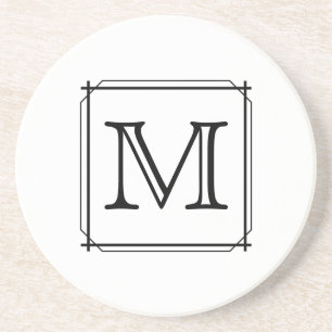 Posavasos Su letra. Monograma de encargo. Blanco y negro