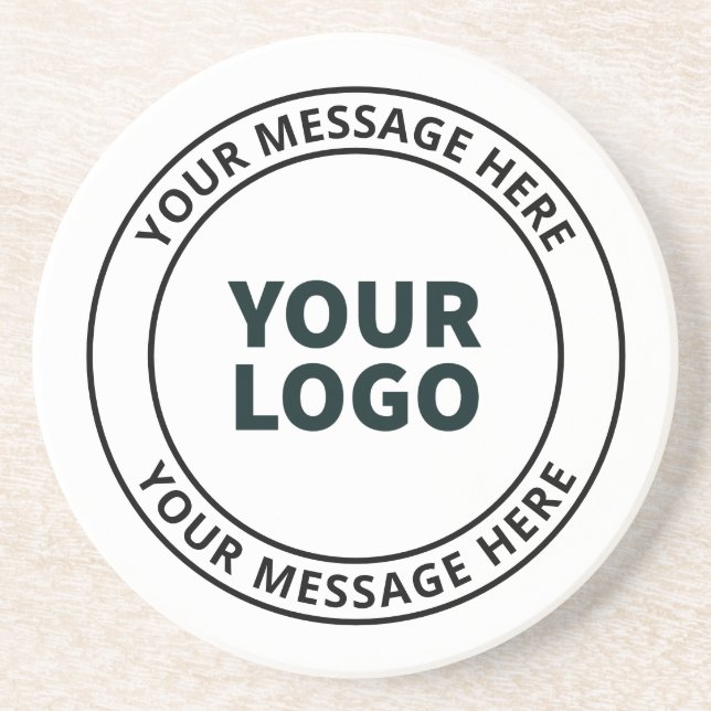 Posavasos Su logotipo cargado + texto circular editable (Frente)
