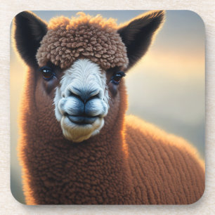 Posavasos "Su majestad flauta: La Gran Alpaca Marrón Wooly"