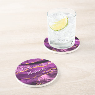 Posavasos Su nombre regalo de montaña rusa Agple Violet Gold