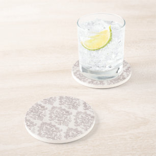 Posavasos Suave Floral Clásica de Acuarela Damask Taupe