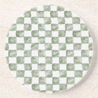 Posavasos Suave Verde Salvia Aquarela Tablero de Damas